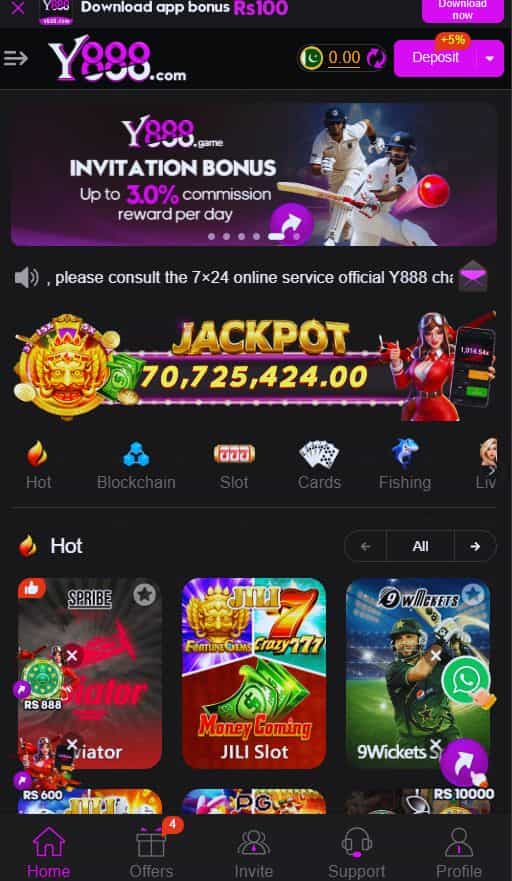 Y888 Game Main Dashboard